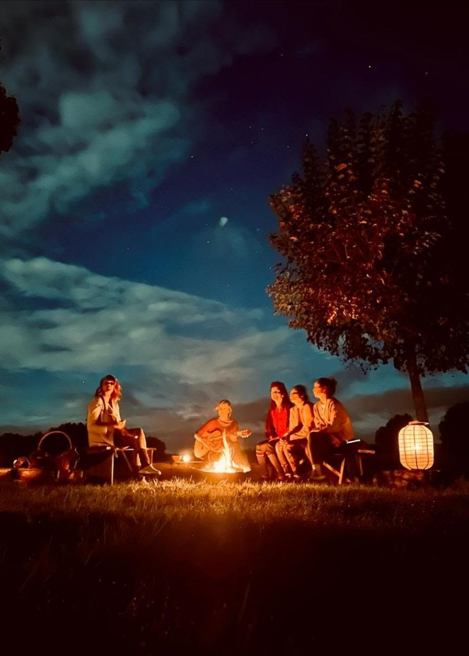 Gathered under a beautiful full moon in France, chanting by the fire with my dear friend Lorraine Taylor and her wonderful students from the Sacred Journeys 300hr YTT.